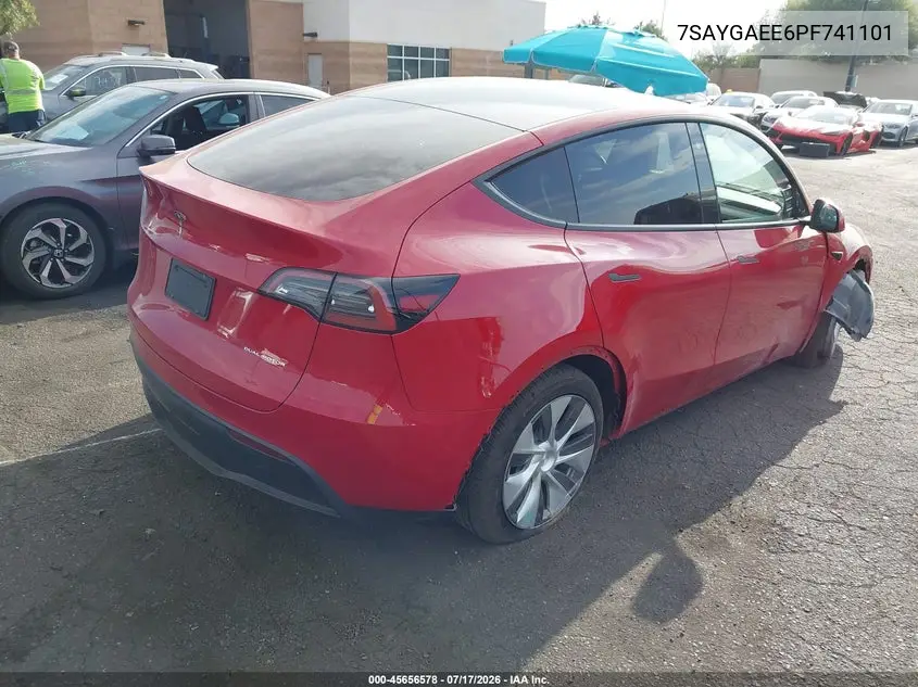 2023 Tesla Model Y Awd/Long Range Dual Motor All-Wheel Drive VIN: 7SAYGAEE6PF741101 Lot: 45656578
