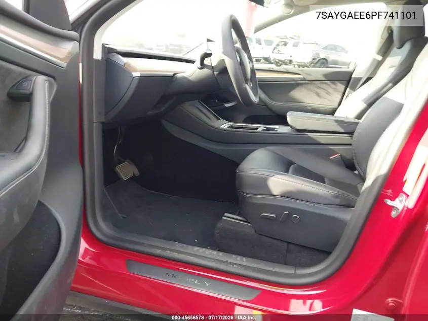2023 Tesla Model Y Awd/Long Range Dual Motor All-Wheel Drive VIN: 7SAYGAEE6PF741101 Lot: 45656578