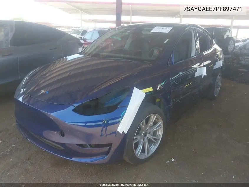 2023 Tesla Model Y Awd/Long Range Dual Motor All-Wheel Drive VIN: 7SAYGAEE7PF897471 Lot: 45656739