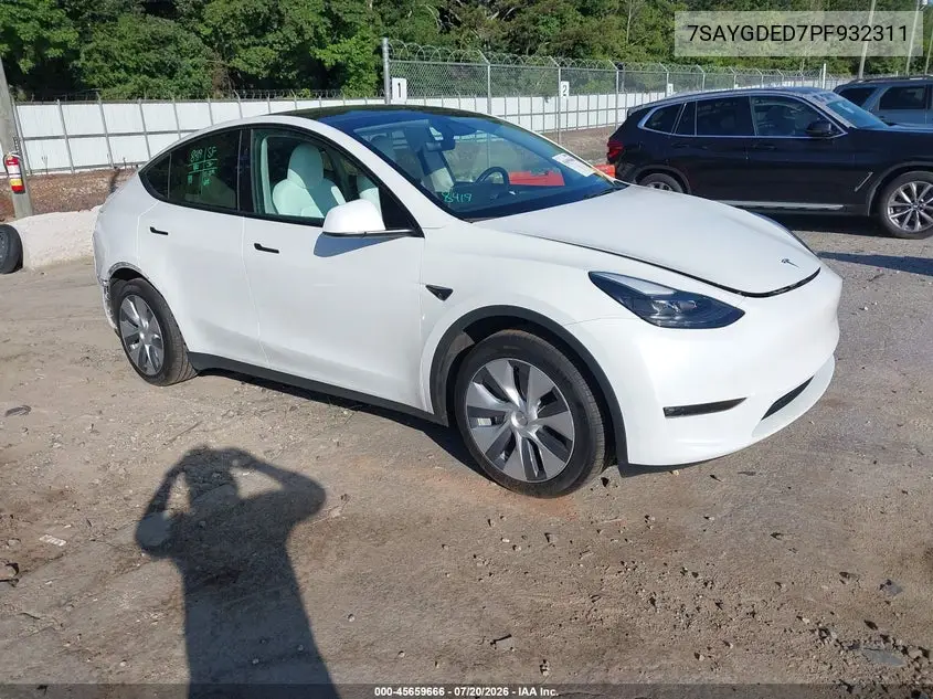 2023 Tesla Model Y Rwd VIN: 7SAYGDED7PF932311 Lot: 45659666