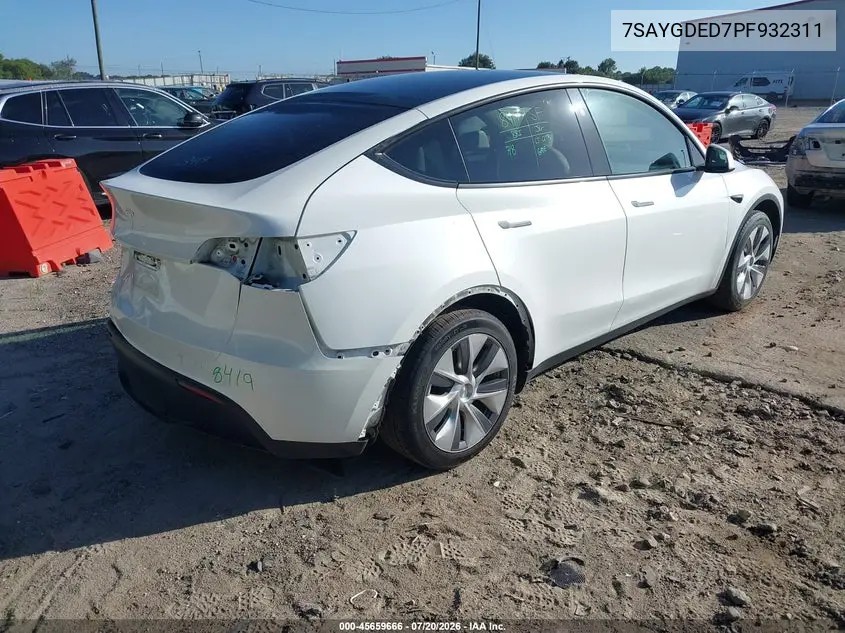 2023 Tesla Model Y Rwd VIN: 7SAYGDED7PF932311 Lot: 45659666
