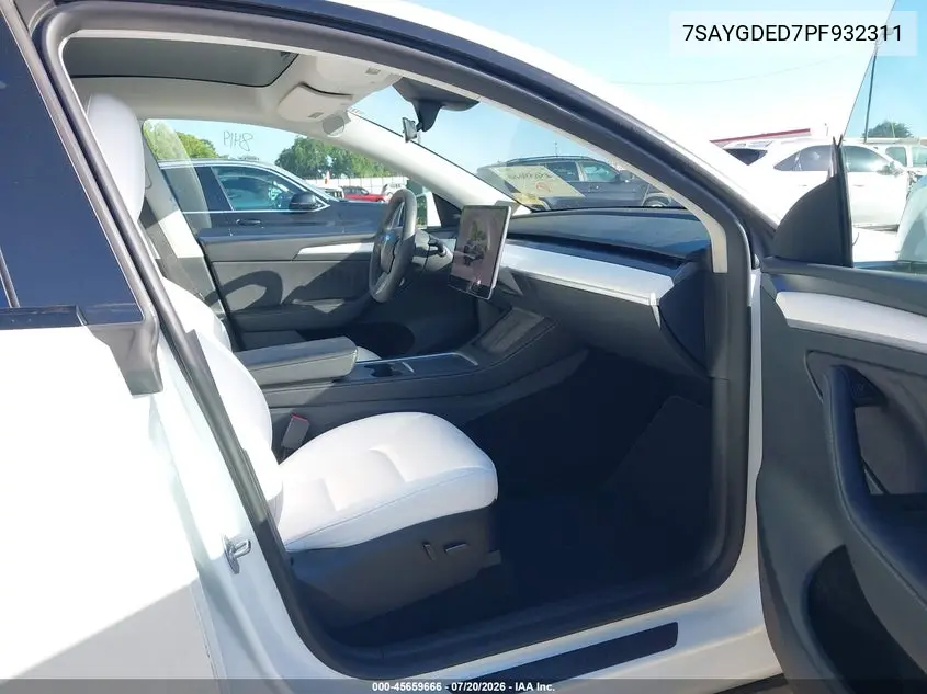 2023 Tesla Model Y Rwd VIN: 7SAYGDED7PF932311 Lot: 45659666