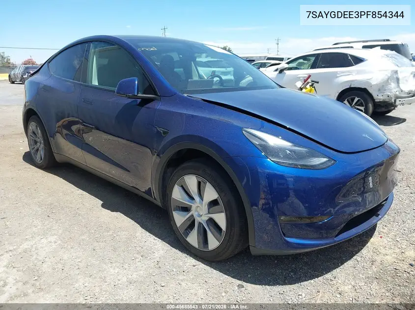 2023 Tesla Model Y Awd/Long Range Dual Motor All-Wheel Drive VIN: 7SAYGDEE3PF854344 Lot: 45685543