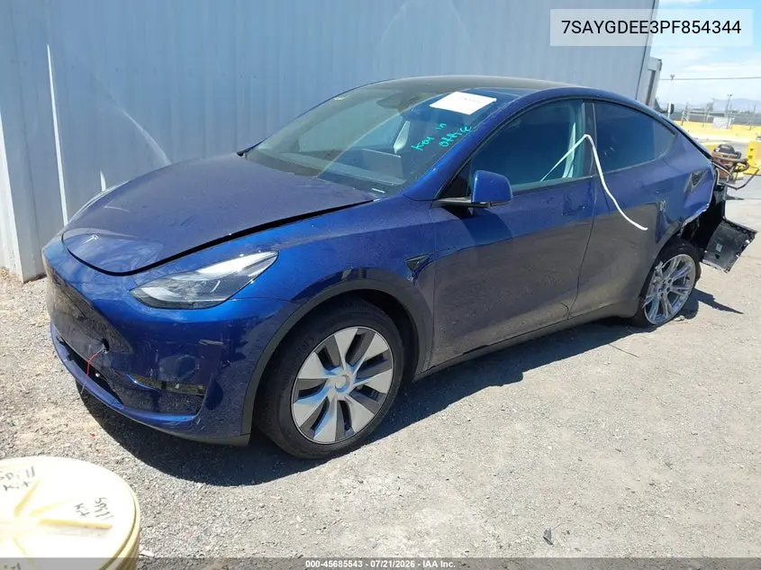 2023 Tesla Model Y Awd/Long Range Dual Motor All-Wheel Drive VIN: 7SAYGDEE3PF854344 Lot: 45685543