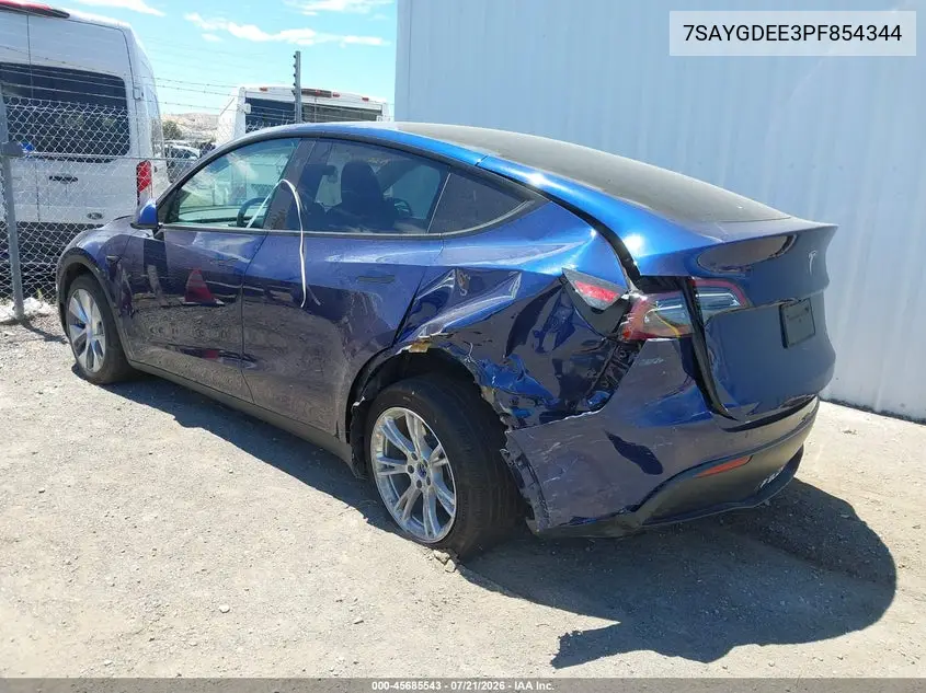 2023 Tesla Model Y Awd/Long Range Dual Motor All-Wheel Drive VIN: 7SAYGDEE3PF854344 Lot: 45685543