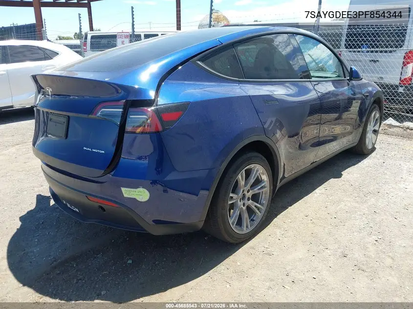 2023 Tesla Model Y Awd/Long Range Dual Motor All-Wheel Drive VIN: 7SAYGDEE3PF854344 Lot: 45685543