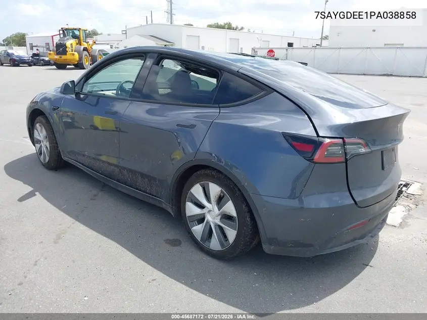 2023 Tesla Model Y Awd/Long Range Dual Motor All-Wheel Drive VIN: 7SAYGDEE1PA038858 Lot: 45687172