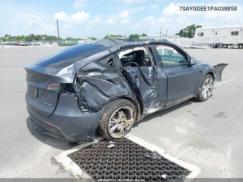 2023 Tesla Model Y Awd/Long Range Dual Motor All-Wheel Drive VIN: 7SAYGDEE1PA038858 Lot: 45687172