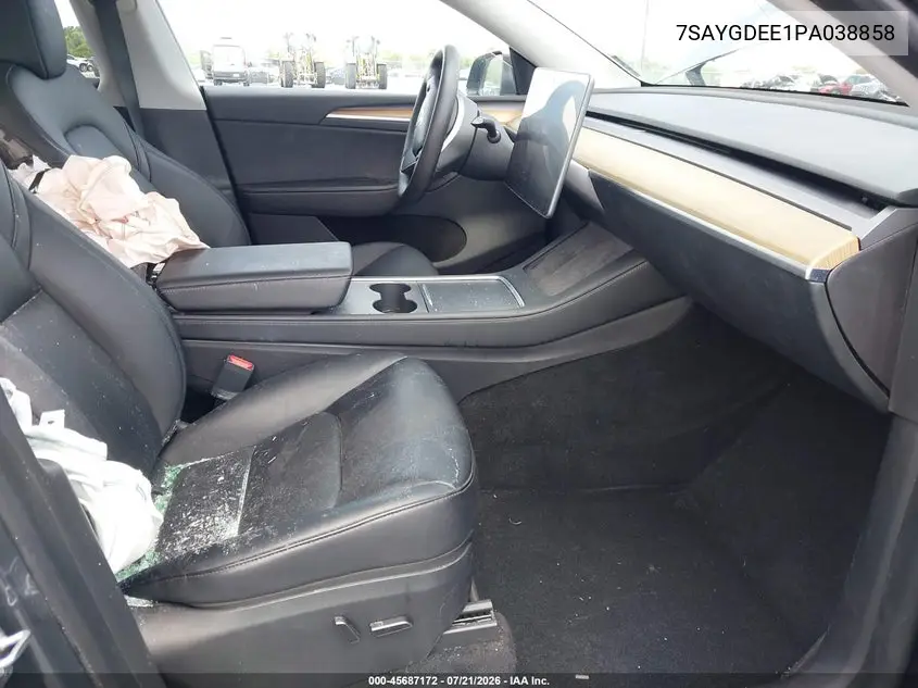 2023 Tesla Model Y Awd/Long Range Dual Motor All-Wheel Drive VIN: 7SAYGDEE1PA038858 Lot: 45687172
