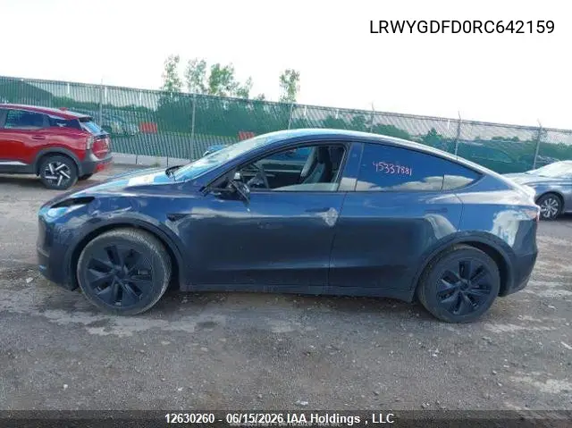 2024 Tesla Model Y Long Range/Rwd VIN: LRWYGDFD0RC642159 Lot: 12630260