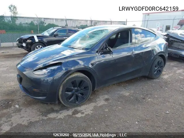 2024 Tesla Model Y Long Range/Rwd VIN: LRWYGDFD0RC642159 Lot: 12630260