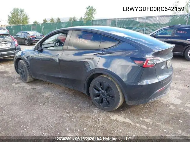 2024 Tesla Model Y Long Range/Rwd VIN: LRWYGDFD0RC642159 Lot: 12630260