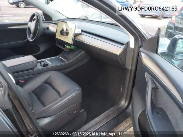 2024 Tesla Model Y Long Range/Rwd VIN: LRWYGDFD0RC642159 Lot: 12630260