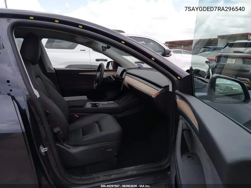 2024 Tesla Model Y Long Range Single Motor Rear-Wheel Drive/Rwd VIN: 7SAYGDED7RA296540 Lot: 45297507