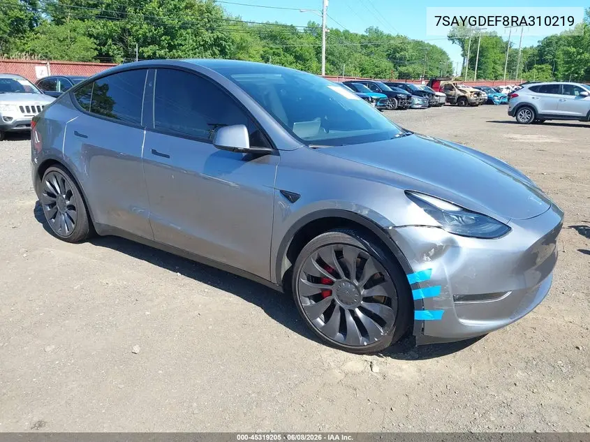 2024 Tesla Model Y Performance Dual Motor All-Wheel Drive VIN: 7SAYGDEF8RA310219 Lot: 45319205