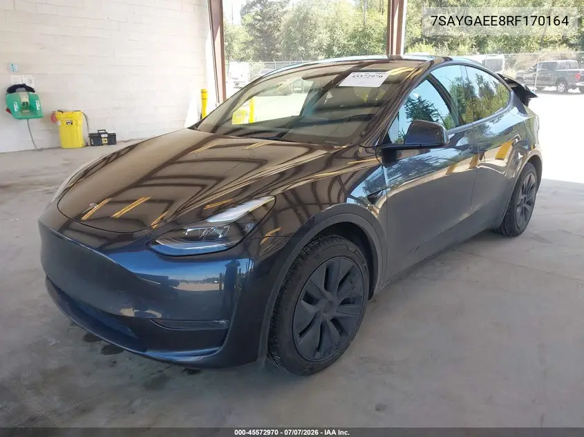 2024 Tesla Model Y Long Range Dual Motor All-Wheel Drive VIN: 7SAYGAEE8RF170164 Lot: 45572970