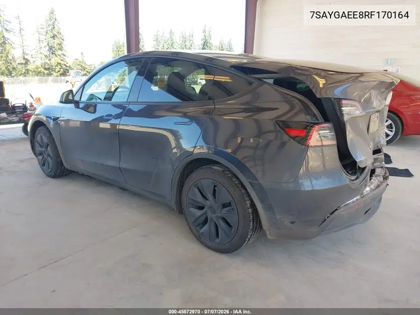 2024 Tesla Model Y Long Range Dual Motor All-Wheel Drive VIN: 7SAYGAEE8RF170164 Lot: 45572970