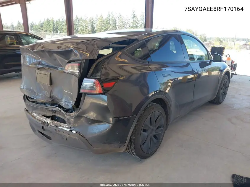 2024 Tesla Model Y Long Range Dual Motor All-Wheel Drive VIN: 7SAYGAEE8RF170164 Lot: 45572970