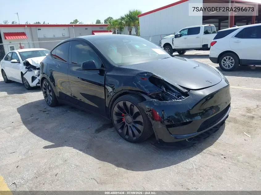 2024 Tesla Model Y Performance Dual Motor All-Wheel Drive VIN: 7SAYGDEF2RA296673 Lot: 45591436
