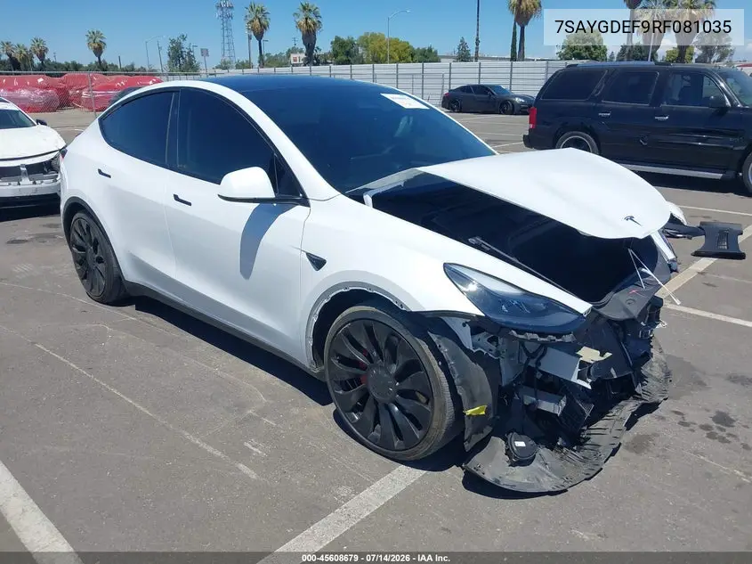 2024 Tesla Model Y Performance Dual Motor All-Wheel Drive VIN: 7SAYGDEF9RF081035 Lot: 45608679