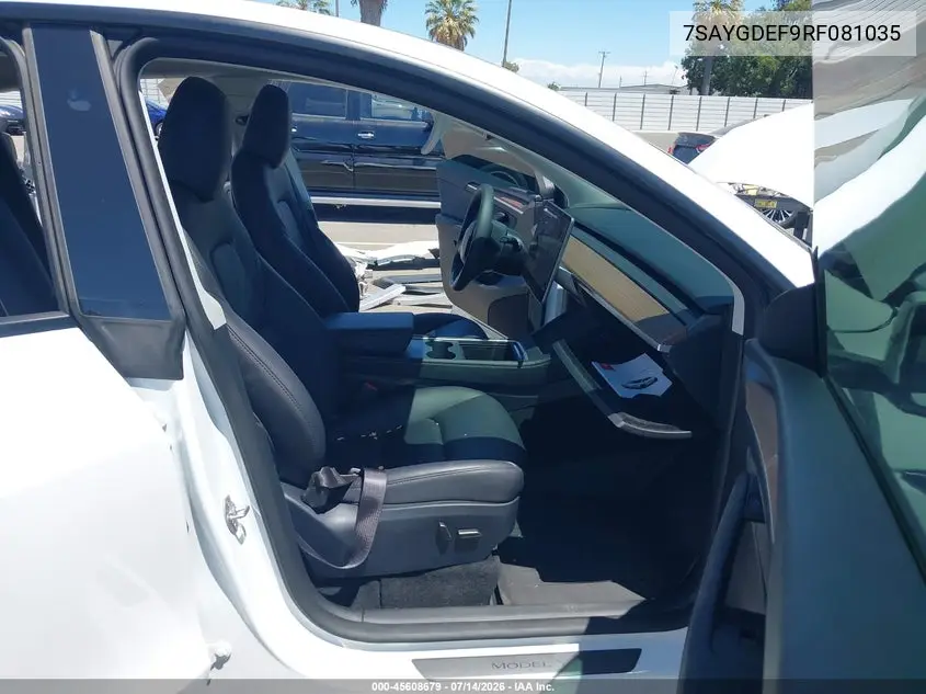 2024 Tesla Model Y Performance Dual Motor All-Wheel Drive VIN: 7SAYGDEF9RF081035 Lot: 45608679