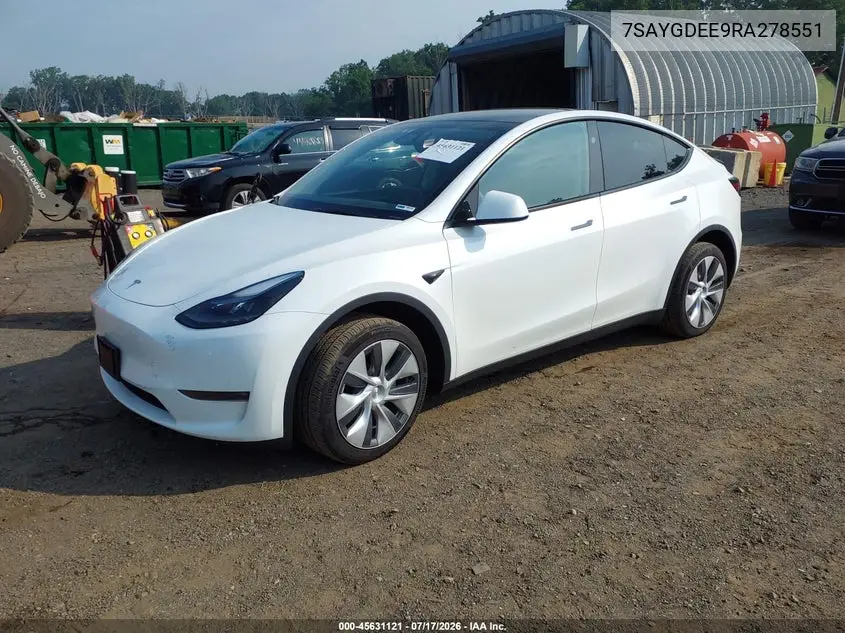 2024 Tesla Model Y Long Range Dual Motor All-Wheel Drive VIN: 7SAYGDEE9RA278551 Lot: 45631121