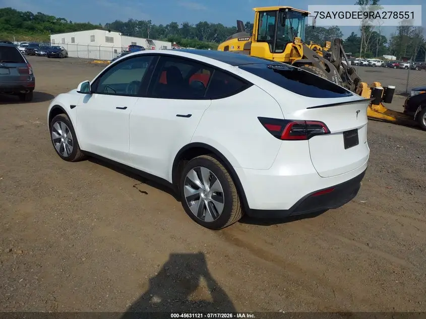 2024 Tesla Model Y Long Range Dual Motor All-Wheel Drive VIN: 7SAYGDEE9RA278551 Lot: 45631121