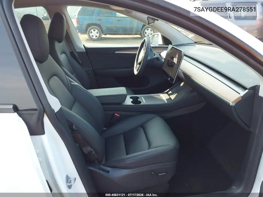2024 Tesla Model Y Long Range Dual Motor All-Wheel Drive VIN: 7SAYGDEE9RA278551 Lot: 45631121
