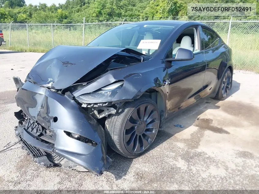 2024 Tesla Model Y Performance Dual Motor All-Wheel Drive VIN: 7SAYGDEF0RF052491 Lot: 45644035