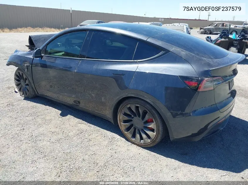 2025 Tesla Model Y Performance Dual Motor All-Wheel Drive VIN: 7SAYGDEF0SF237579 Lot: 45555096