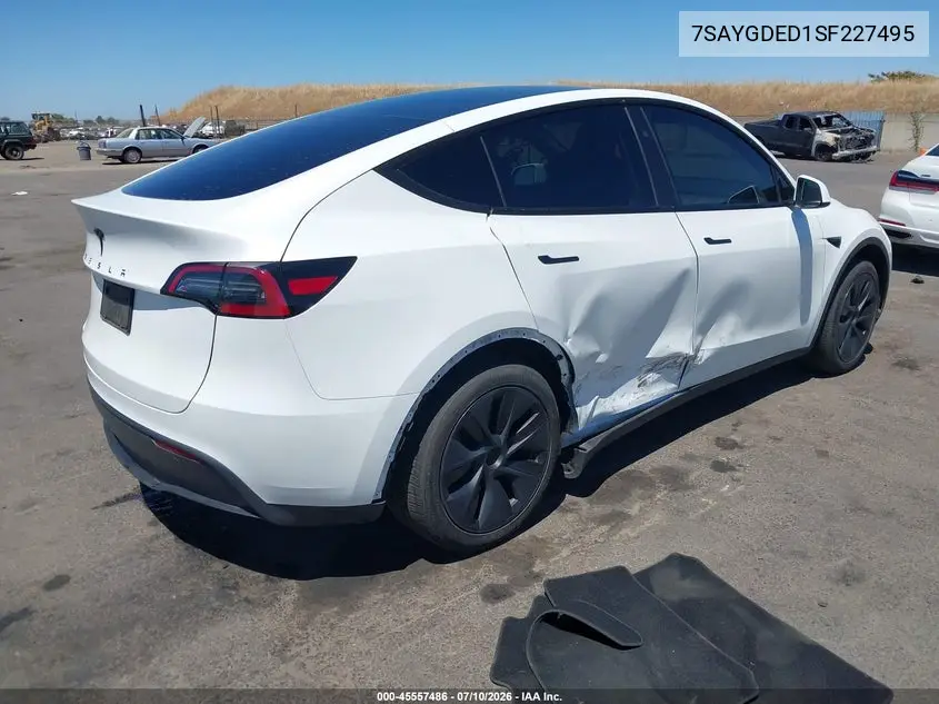2025 Tesla Model Y Long Range Dual Motor Rear-Wheel Drive VIN: 7SAYGDED1SF227495 Lot: 45557486