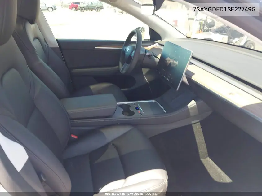 2025 Tesla Model Y Long Range Dual Motor Rear-Wheel Drive VIN: 7SAYGDED1SF227495 Lot: 45557486