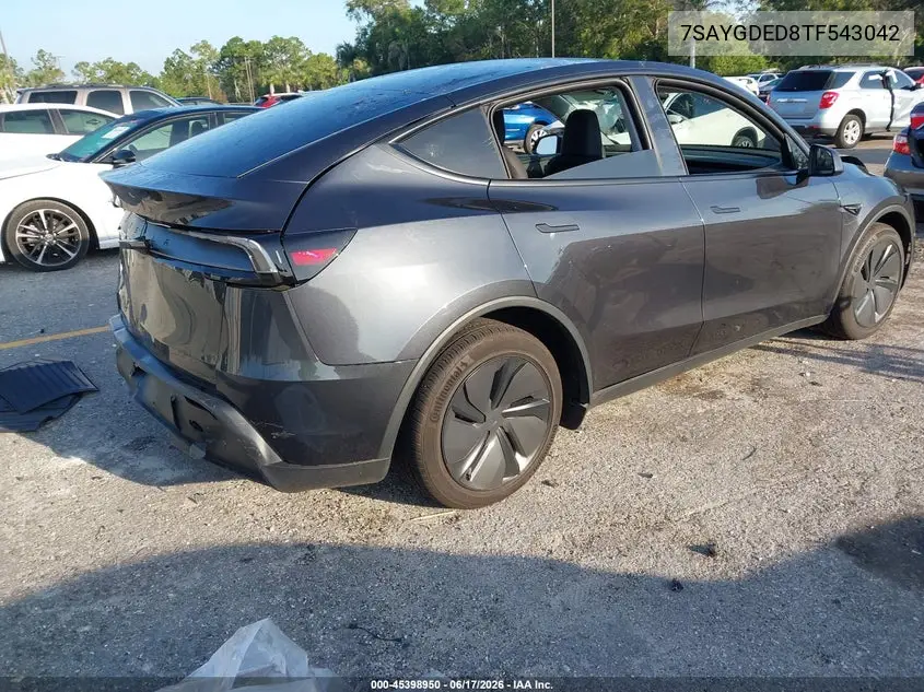 2026 Tesla Model Y Premium Rear-Wheel Drive/Rear-Wheel Drive VIN: 7SAYGDED8TF543042 Lot: 45398950
