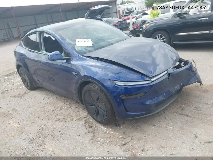 2026 Tesla Model Y Premium Rear-Wheel Drive/Rear-Wheel Drive VIN: 7SAYGDEDXTA470852 Lot: 45534805