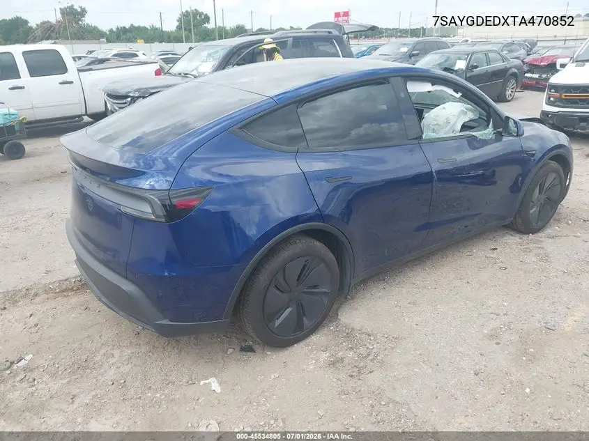2026 Tesla Model Y Premium Rear-Wheel Drive/Rear-Wheel Drive VIN: 7SAYGDEDXTA470852 Lot: 45534805