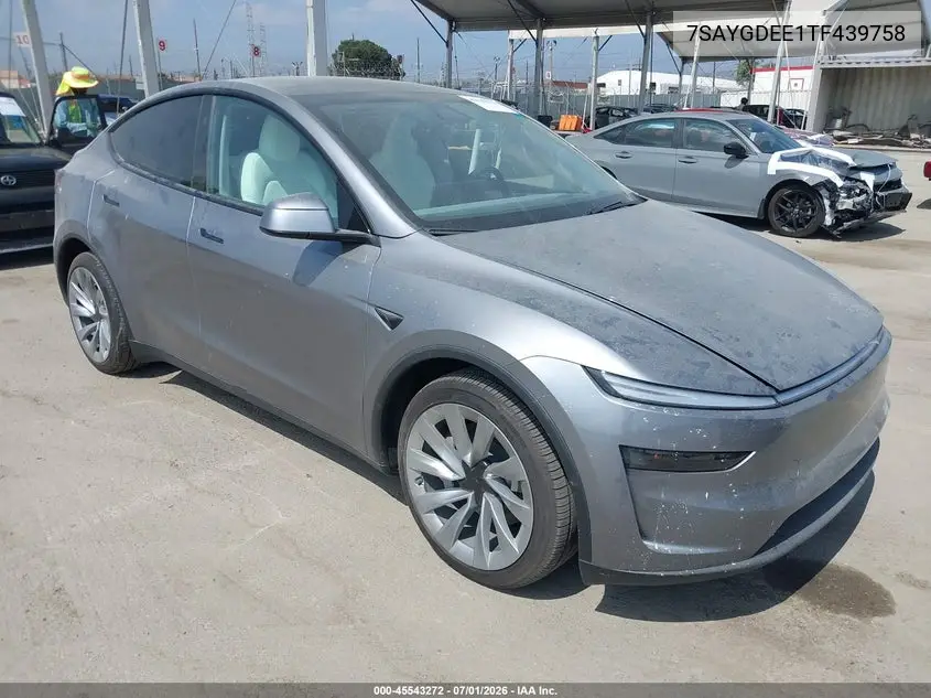2026 Tesla Model Y All-Wheel Drive/Long Range Launch Series/Premium All-Wheel Drive VIN: 7SAYGDEE1TF439758 Lot: 45543272