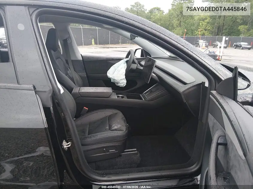 2026 Tesla Model Y Premium Rear-Wheel Drive/Rear-Wheel Drive VIN: 7SAYGDED0TA445846 Lot: 45549333