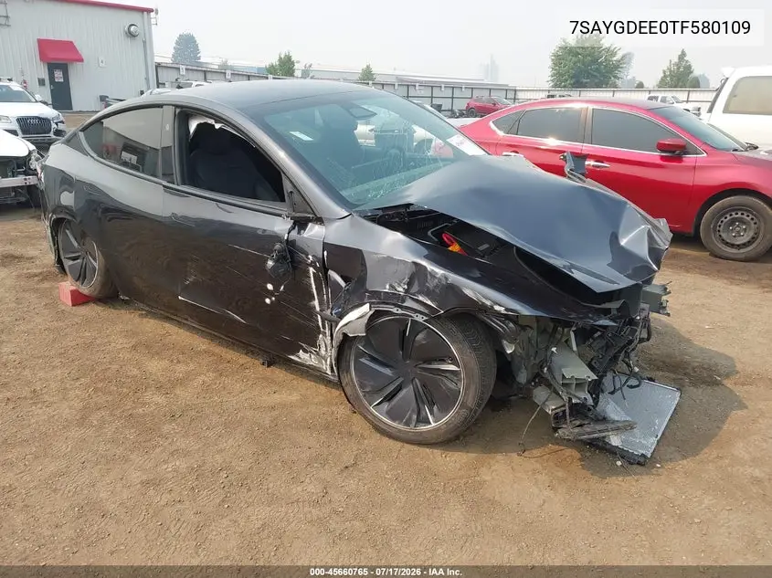 2026 Tesla Model Y All-Wheel Drive/Long Range Launch Series/Premium All-Wheel Drive VIN: 7SAYGDEE0TF580109 Lot: 45660765