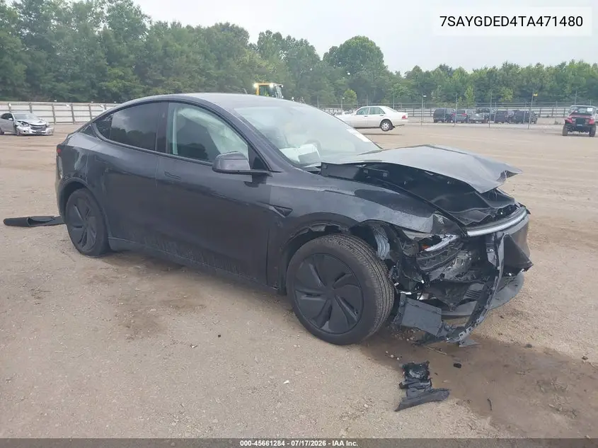 2026 Tesla Model Y Premium Rear-Wheel Drive/Rear-Wheel Drive VIN: 7SAYGDED4TA471480 Lot: 45661284