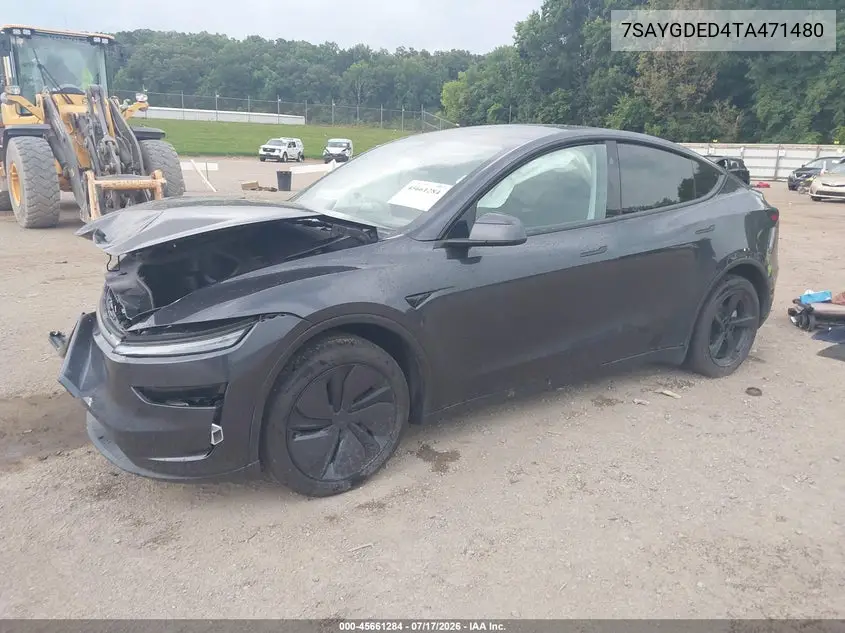 2026 Tesla Model Y Premium Rear-Wheel Drive/Rear-Wheel Drive VIN: 7SAYGDED4TA471480 Lot: 45661284