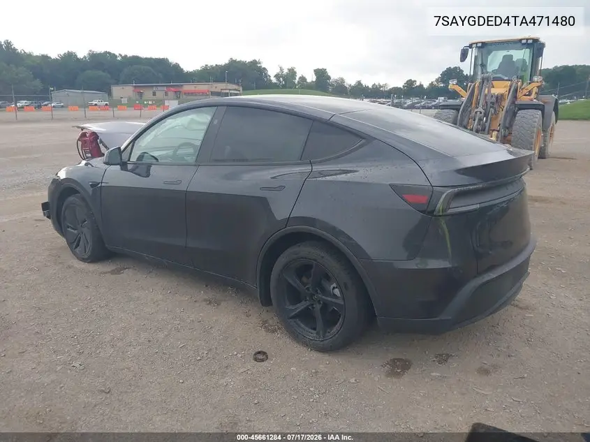 2026 Tesla Model Y Premium Rear-Wheel Drive/Rear-Wheel Drive VIN: 7SAYGDED4TA471480 Lot: 45661284