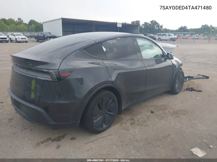 2026 Tesla Model Y Premium Rear-Wheel Drive/Rear-Wheel Drive VIN: 7SAYGDED4TA471480 Lot: 45661284