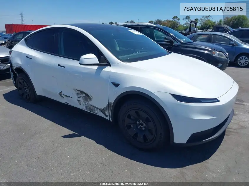 2026 Tesla Model Y Premium Rear-Wheel Drive/Rear-Wheel Drive VIN: 7SAYGDED8TA705815 Lot: 45685696