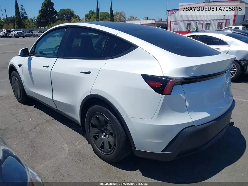 2026 Tesla Model Y Premium Rear-Wheel Drive/Rear-Wheel Drive VIN: 7SAYGDED8TA705815 Lot: 45685696