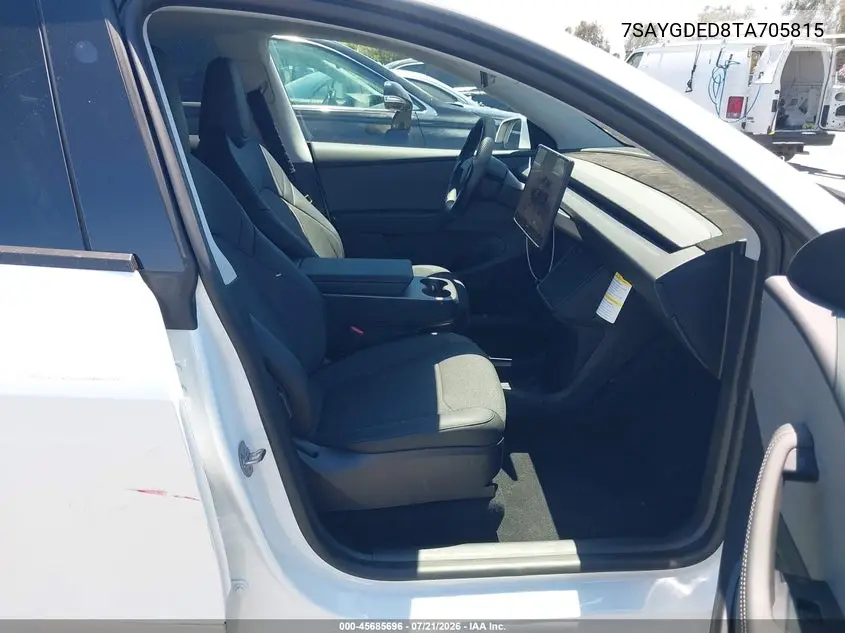 2026 Tesla Model Y Premium Rear-Wheel Drive/Rear-Wheel Drive VIN: 7SAYGDED8TA705815 Lot: 45685696