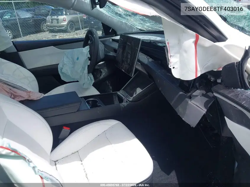 2026 Tesla Model Y All-Wheel Drive/Long Range Launch Series/Premium All-Wheel Drive VIN: 7SAYGDEE8TF403016 Lot: 45695768