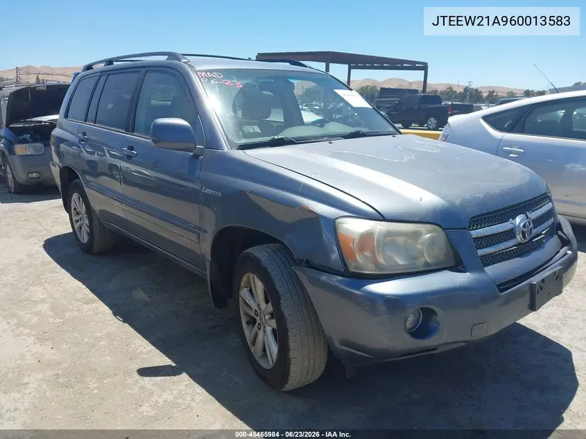 2006 Toyota Highlander Hybrid Limited V6 VIN: JTEEW21A960013583 Lot: 45465984