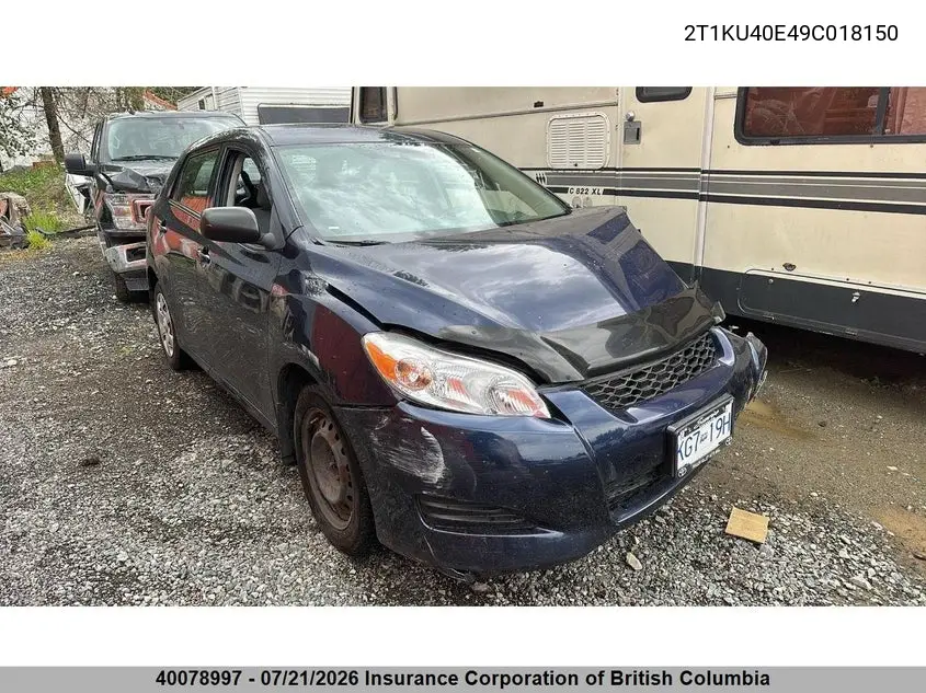 2009 Toyota Corolla Matrix VIN: 2T1KU40E49C018150 Lot: 40078997