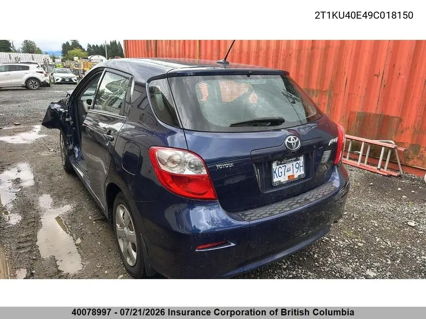 2009 Toyota Corolla Matrix VIN: 2T1KU40E49C018150 Lot: 40078997