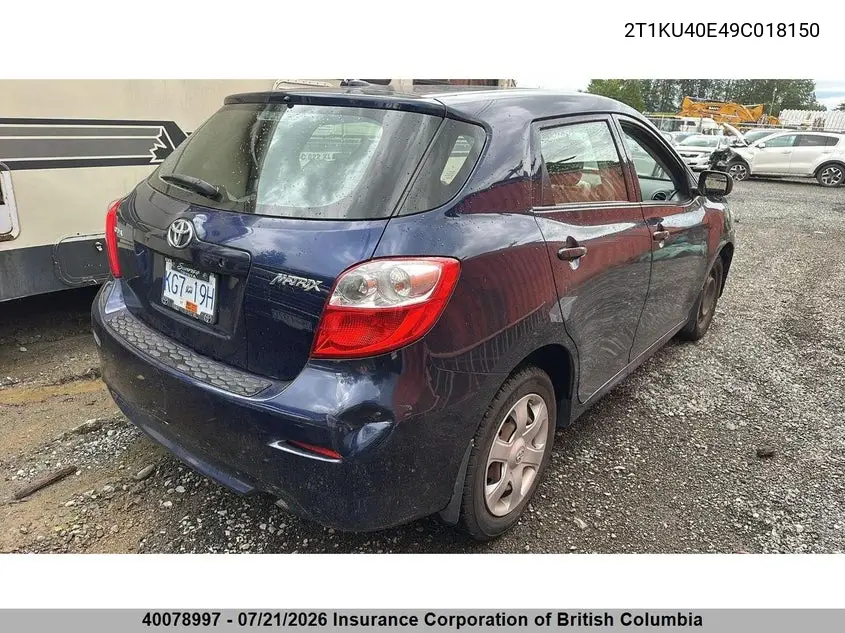 2009 Toyota Corolla Matrix VIN: 2T1KU40E49C018150 Lot: 40078997